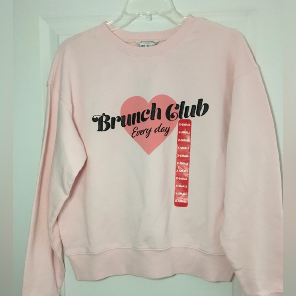 WILDFOX Graphic Crewneck X-Small Pale Pink NWT - Picture 2 of 5